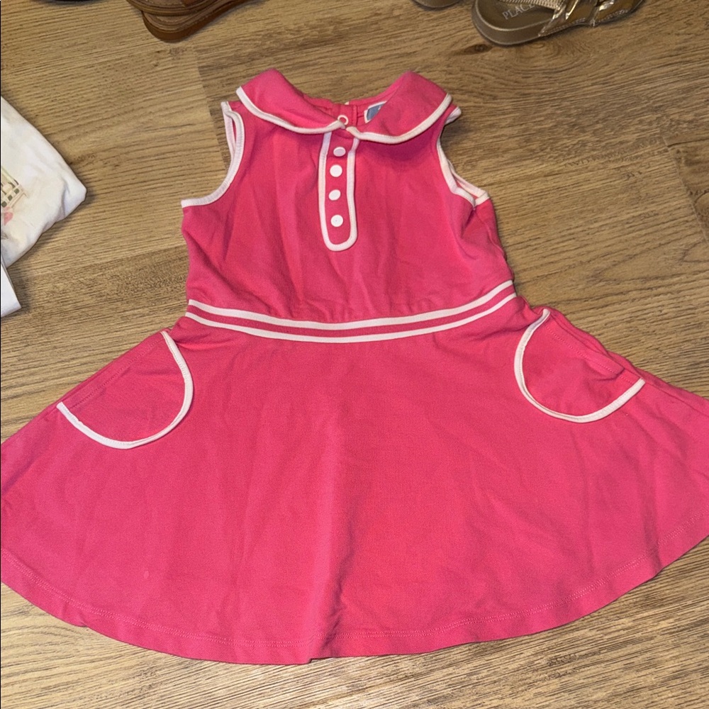Jacadi Paris pink and white tennis dress Peter Pan collar 3a